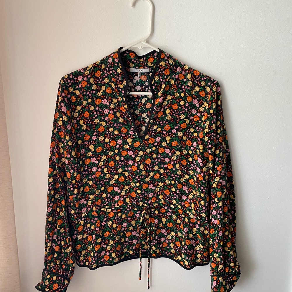 Ganni Joycedale Blouse 100% Silk